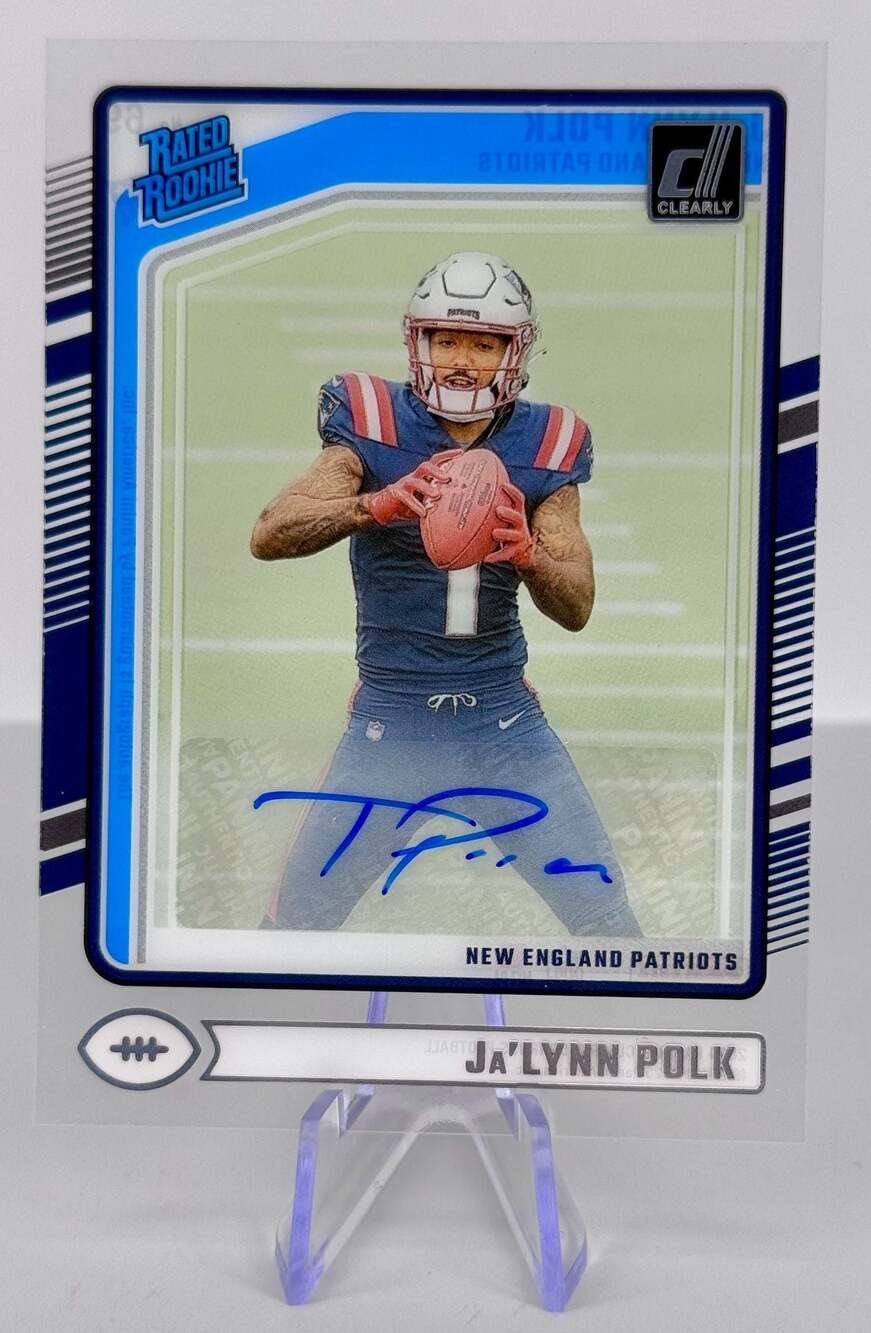 2024 Panini Clearly Donruss Ja'Lynn Polk Rated Rookie Autograph Card
